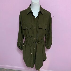 ZARA Army Green Longline Utility Jacket/Dress XS
